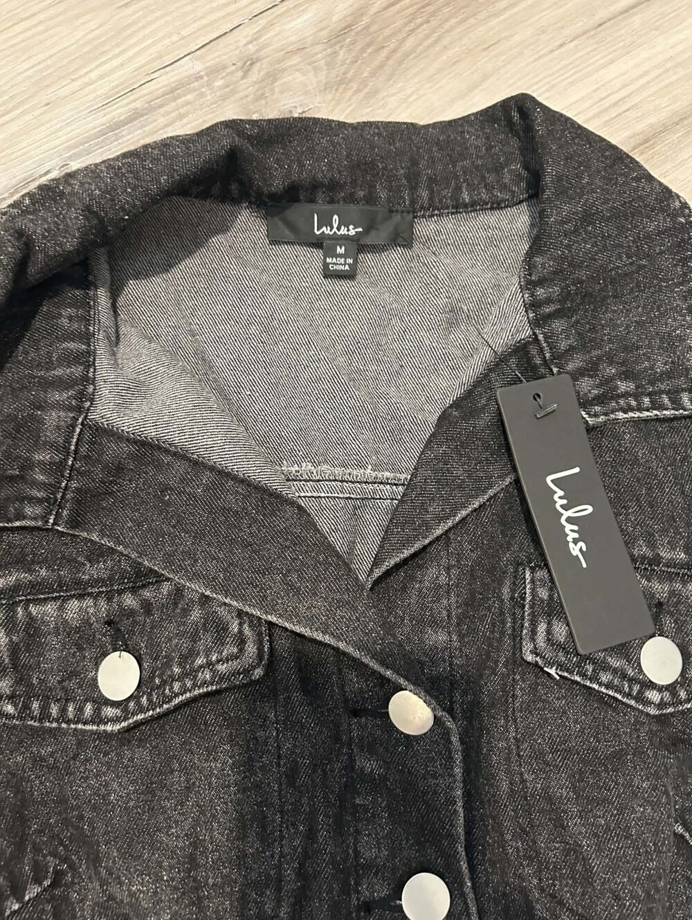 Lulus Notoriously Cool washed black denim mini dress - Picture 3 of 4